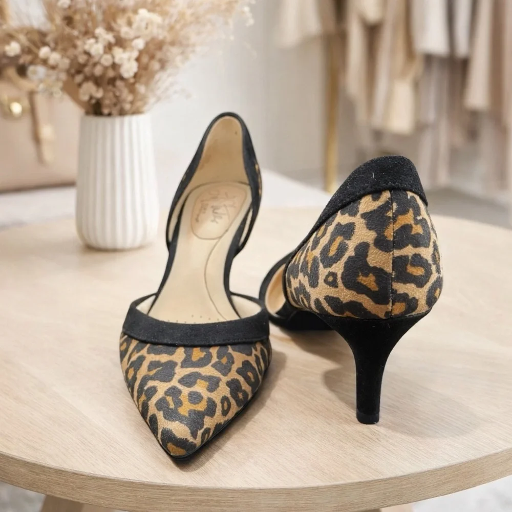 Life Stride Women’s Heels Brown Black Leopard Animal Print Stiletto Size 6 Glam - Picture 1 of 9